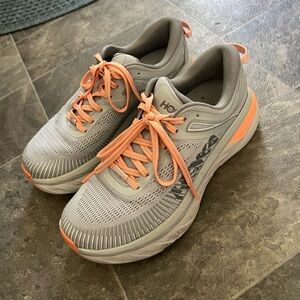 Hoka Bondi 7 Wide Size 7.5 Gray and Orange